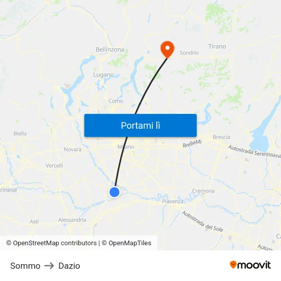 Sommo to Dazio map