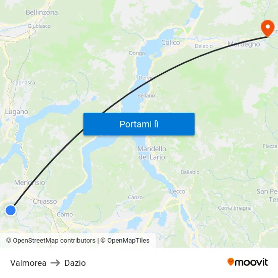 Valmorea to Dazio map