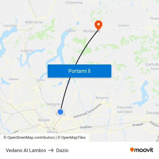 Vedano Al Lambro to Dazio map