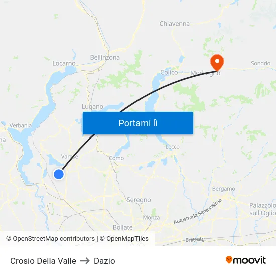Crosio Della Valle to Dazio map