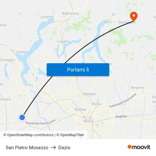 San Pietro Mosezzo to Dazio map