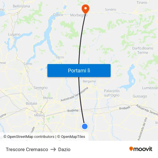 Trescore Cremasco to Dazio map