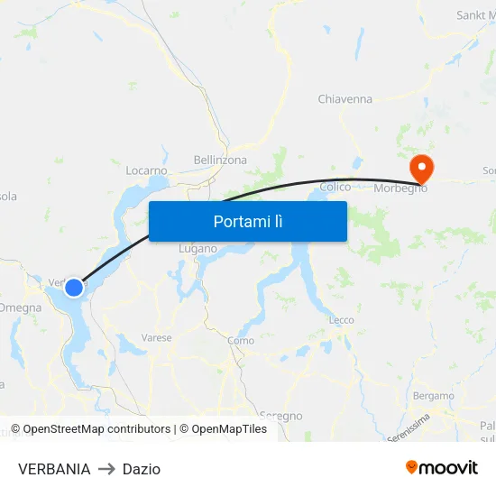 VERBANIA to Dazio map