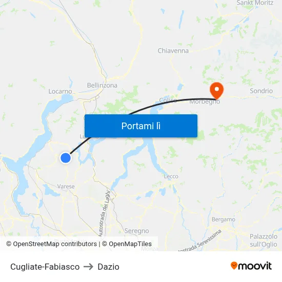 Cugliate-Fabiasco to Dazio map