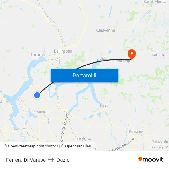 Ferrera Di Varese to Dazio map