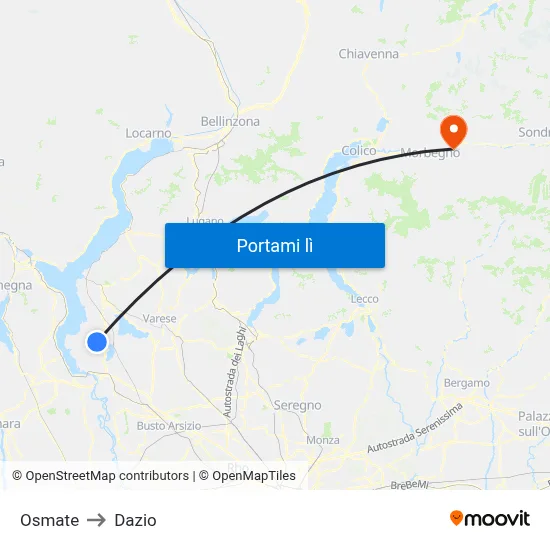 Osmate to Dazio map
