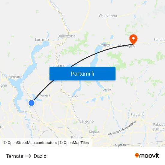 Ternate to Dazio map