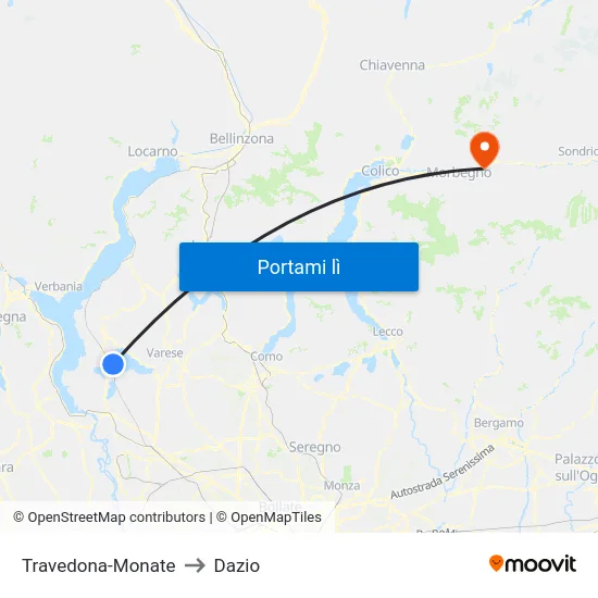 Travedona-Monate to Dazio map