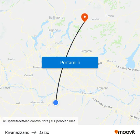 Rivanazzano to Dazio map