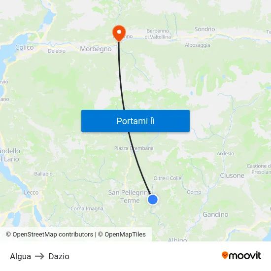 Algua to Dazio map