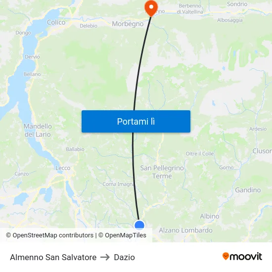 Almenno San Salvatore to Dazio map