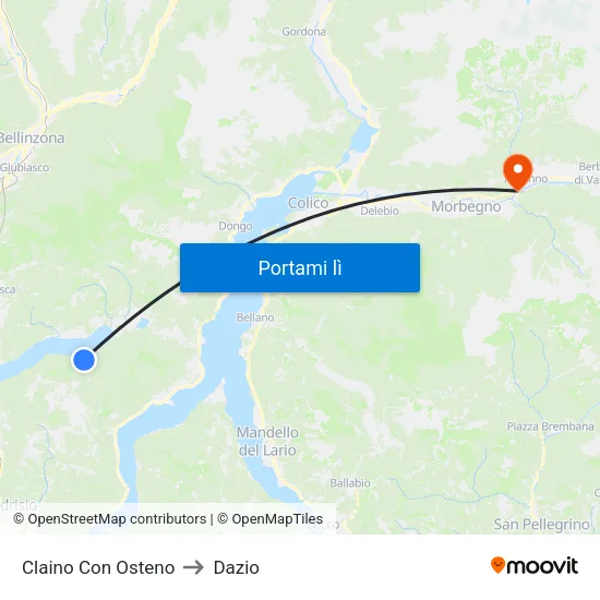 Claino Con Osteno to Dazio map