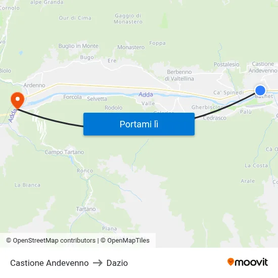 Castione Andevenno to Dazio map