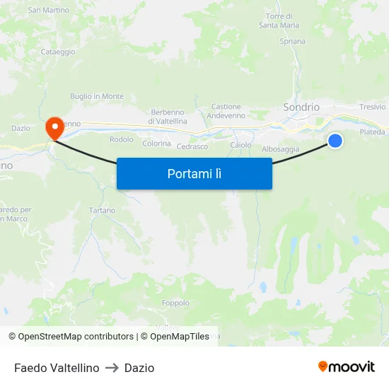 Faedo Valtellino to Dazio map