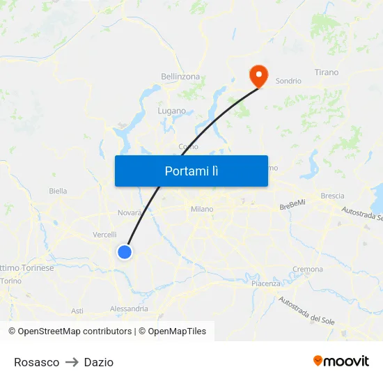 Rosasco to Dazio map