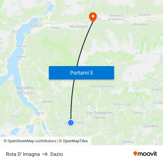 Rota D' Imagna to Dazio map