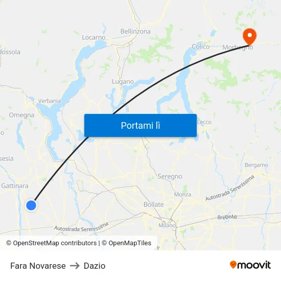 Fara Novarese to Dazio map
