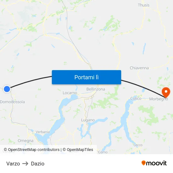 Varzo to Dazio map
