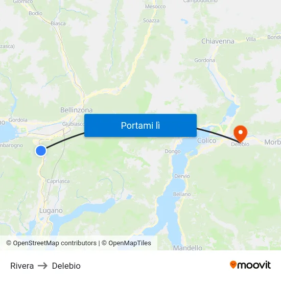 Rivera to Delebio map