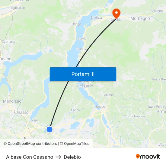 Albese Con Cassano to Delebio map