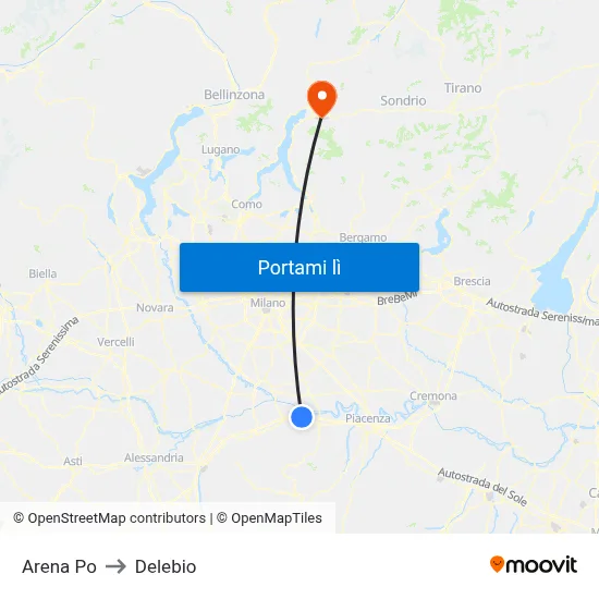 Arena Po to Delebio map