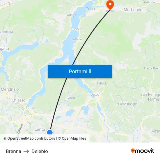 Brenna to Delebio map