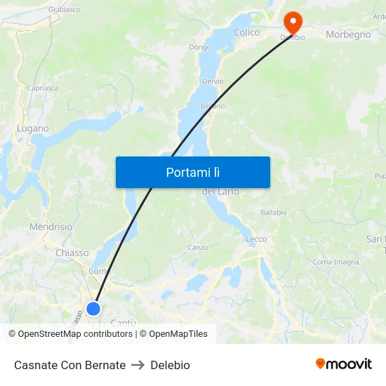 Casnate Con Bernate to Delebio map