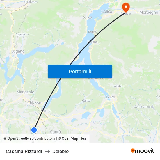 Cassina Rizzardi to Delebio map