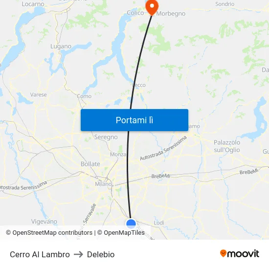 Cerro Al Lambro to Delebio map