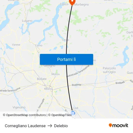 Cornegliano Laudense to Delebio map