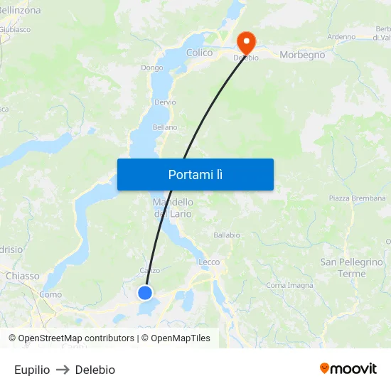Eupilio to Delebio map