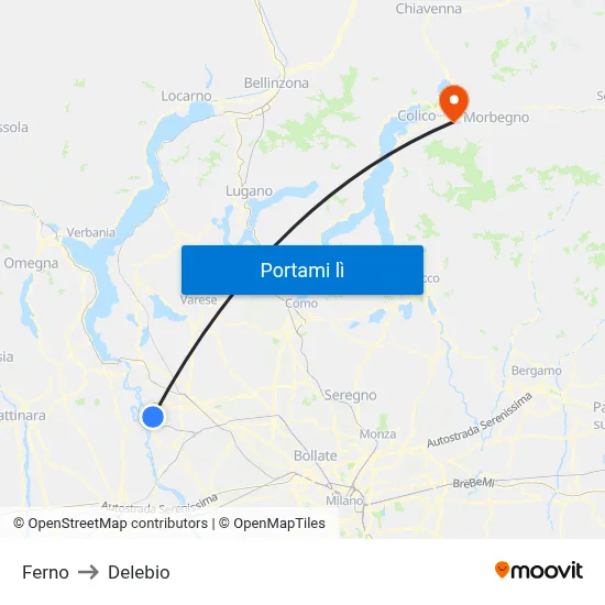 Ferno to Delebio map