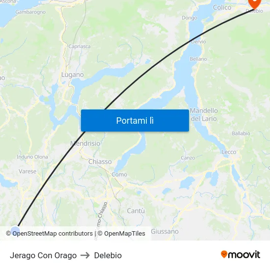 Jerago Con Orago to Delebio map