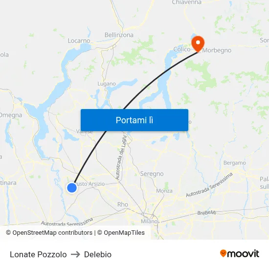 Lonate Pozzolo to Delebio map