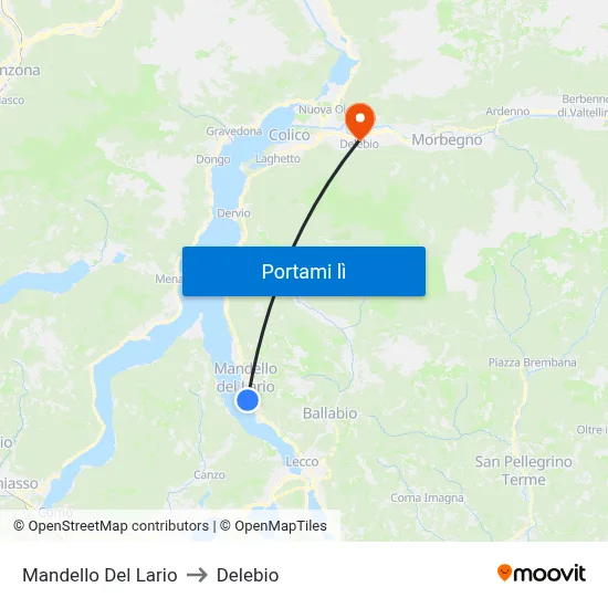 Mandello Del Lario to Delebio map