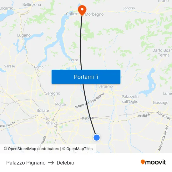 Palazzo Pignano to Delebio map