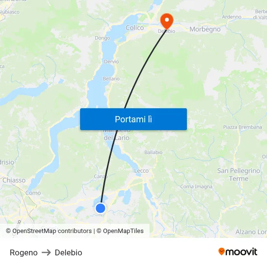 Rogeno to Delebio map