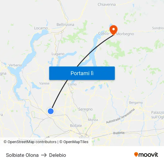 Solbiate Olona to Delebio map