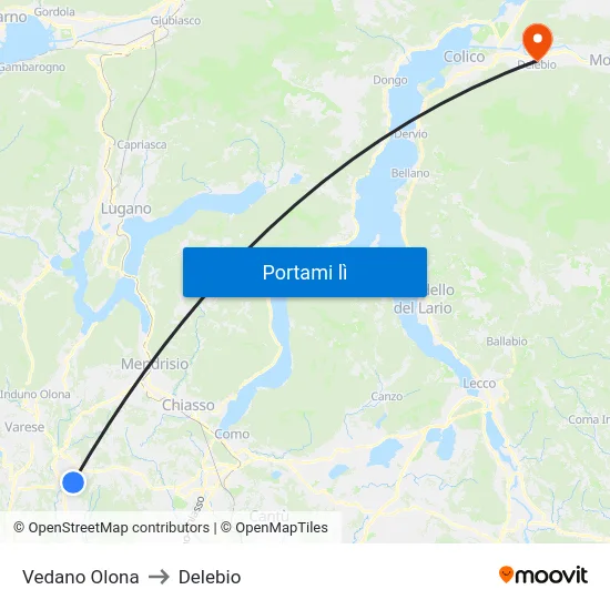 Vedano Olona to Delebio map