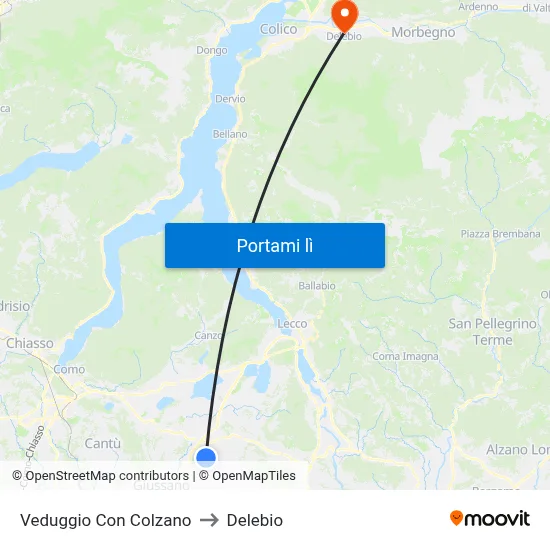 Veduggio Con Colzano to Delebio map