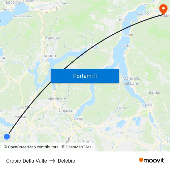 Crosio Della Valle to Delebio map