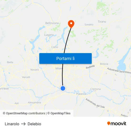 Linarolo to Delebio map