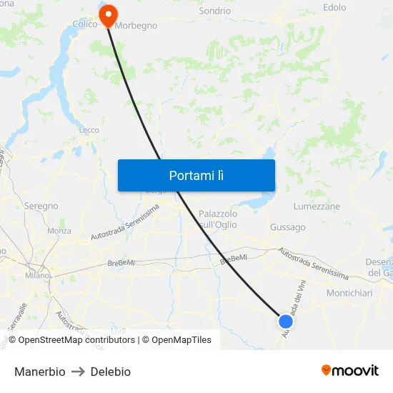Manerbio to Delebio map