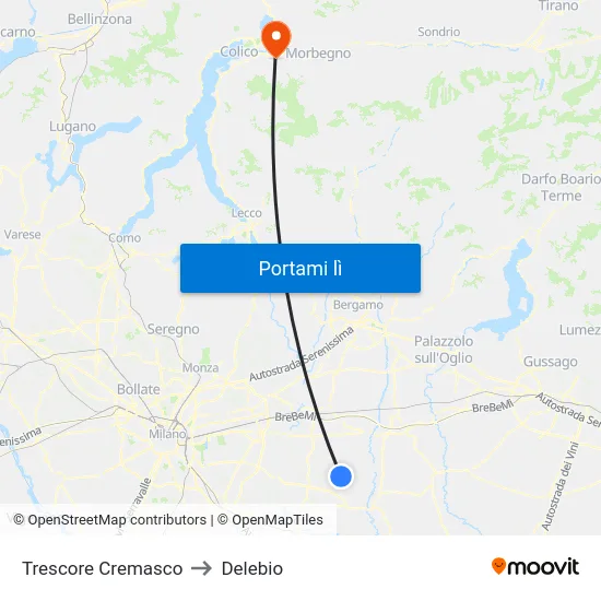 Trescore Cremasco to Delebio map