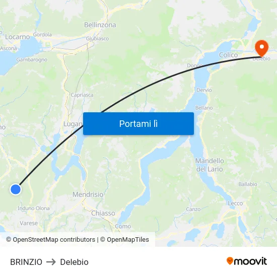 BRINZIO to Delebio map