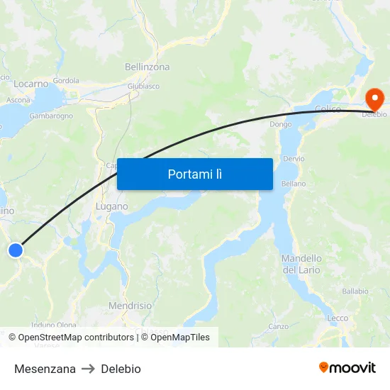 Mesenzana to Delebio map