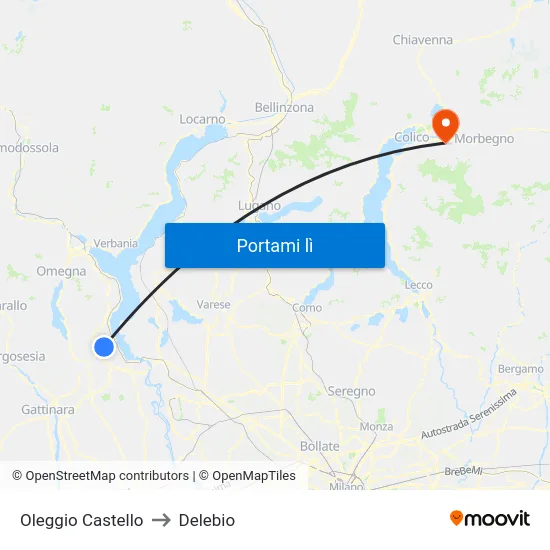 Oleggio Castello to Delebio map