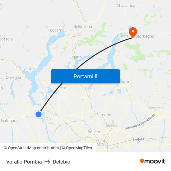 Varallo Pombia to Delebio map