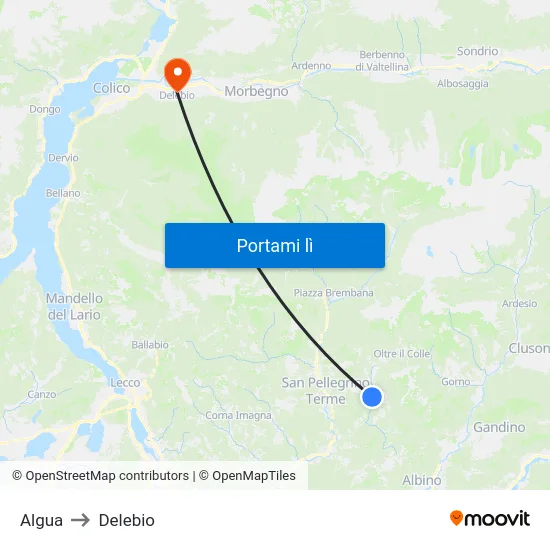 Algua to Delebio map
