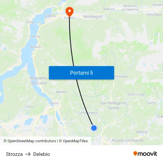 Strozza to Delebio map